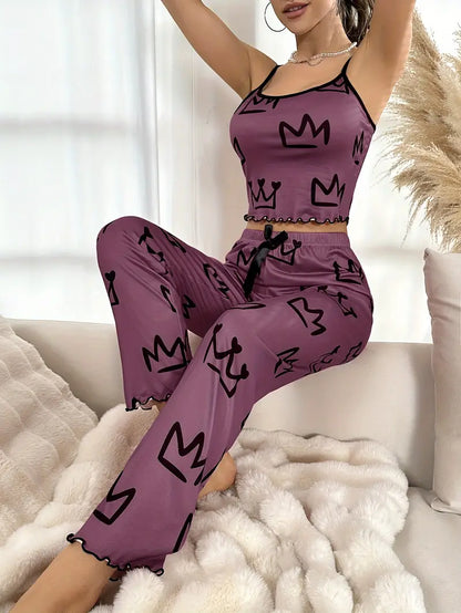 Crown Pattern Pajama Set