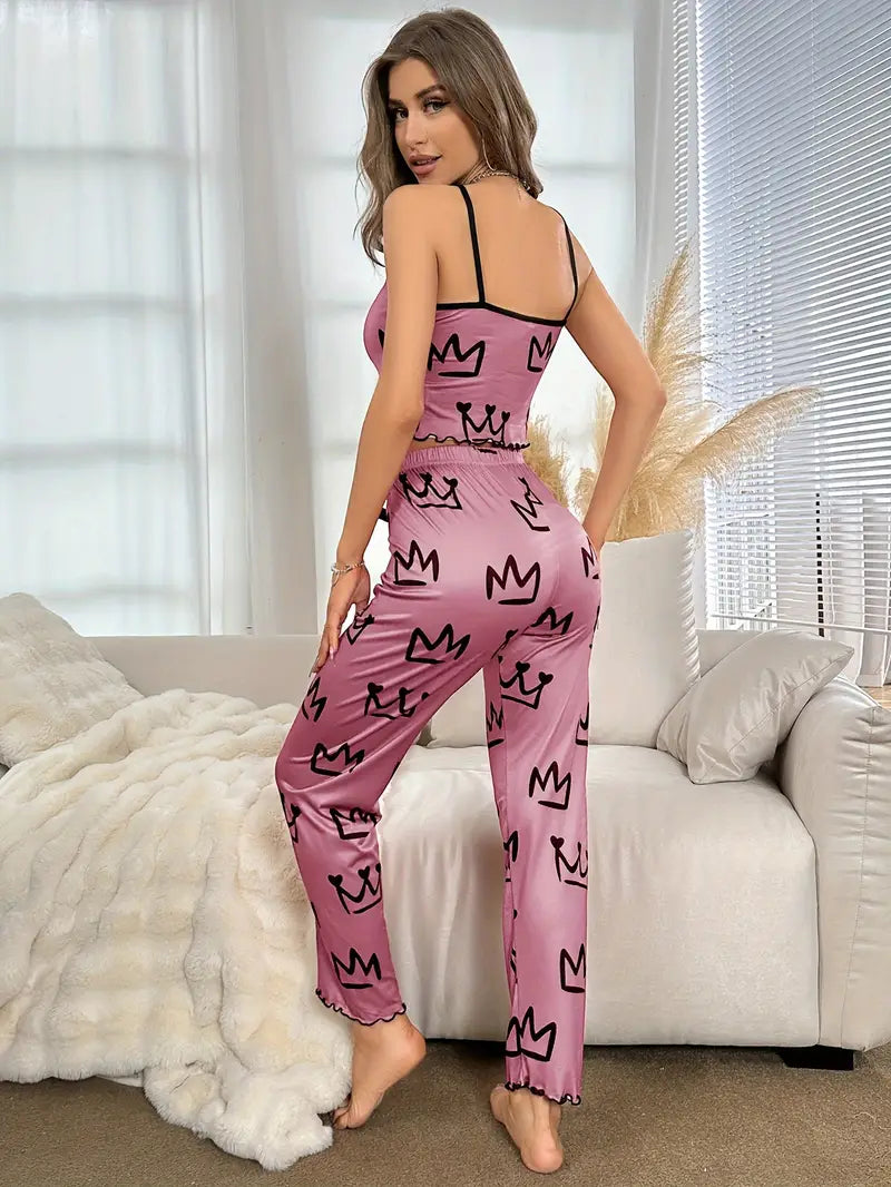 Crown Pattern Pajama Set