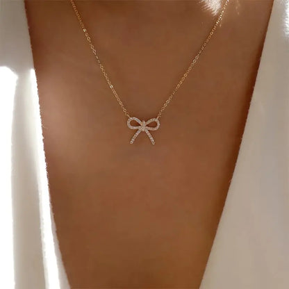 1pc Elegant Style Bow Pendant Necklace