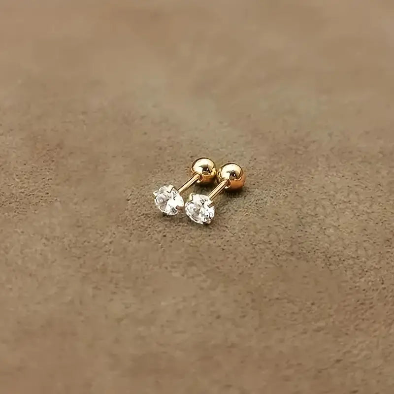 Twisted Ball Zirconia Earrings