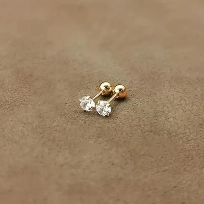 Twisted Ball Zirconia Earrings