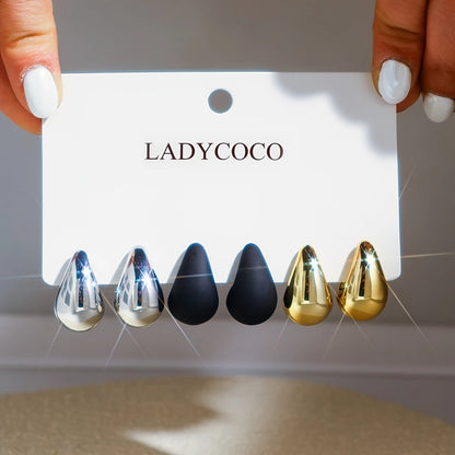 3 Pairs Water Drop Style Women's Earrings Set