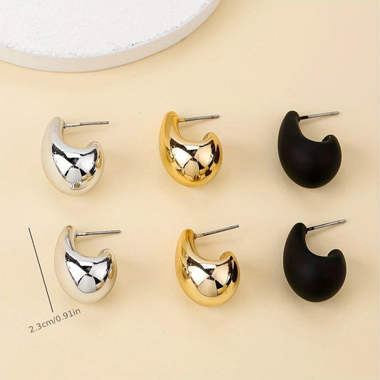 3 Pairs Water Drop Style Women's Earrings Set