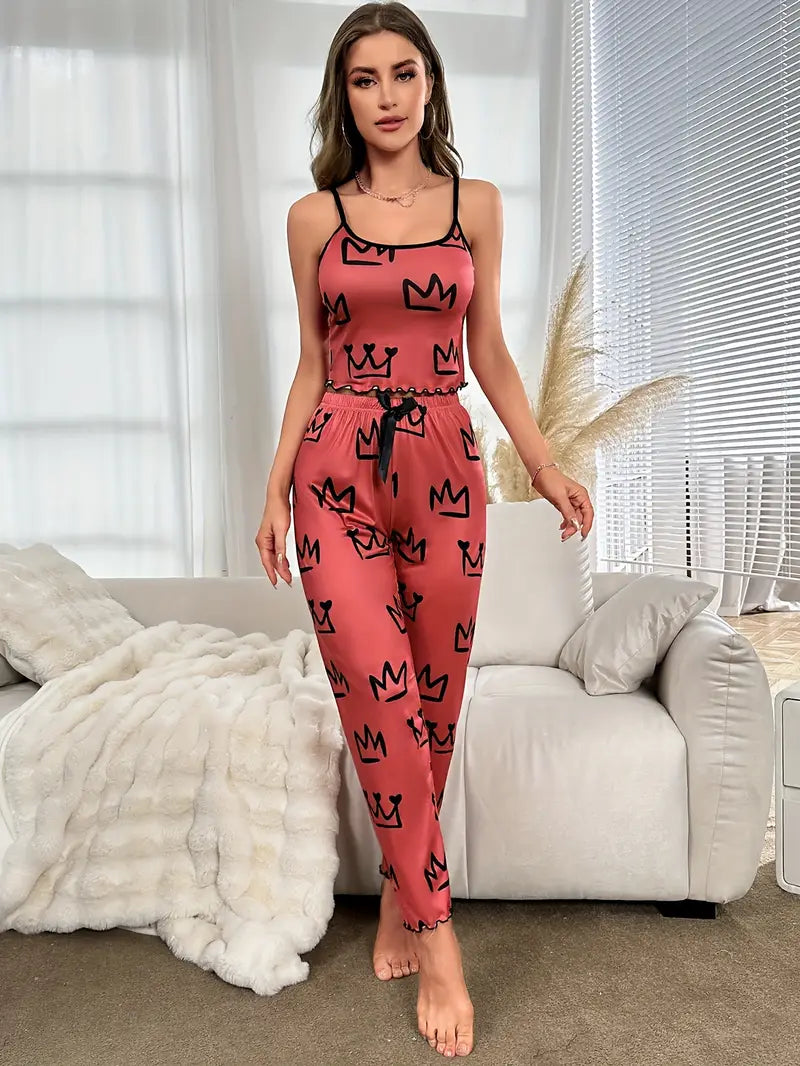 Crown Pattern Pajama Set