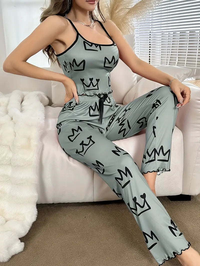 Crown Pattern Pajama Set