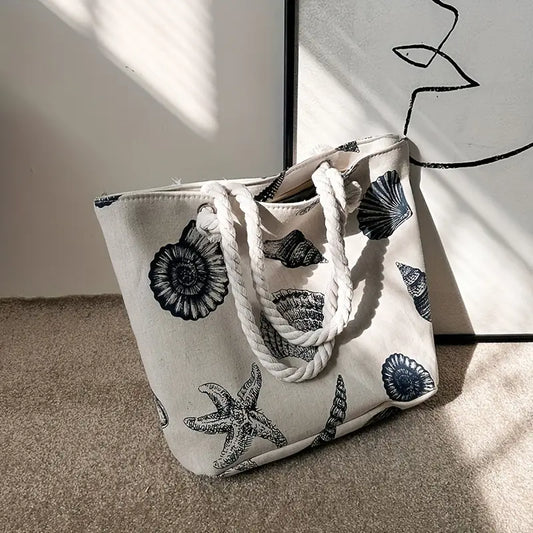 Shell Pattern Canvas Tote Bag