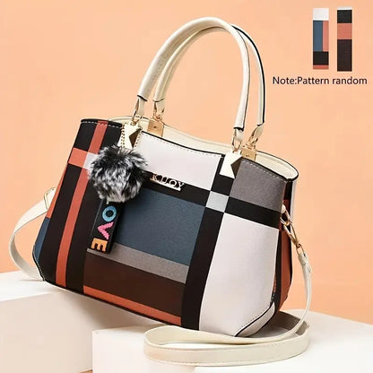 Elegant Grid Patterned Tote Bag