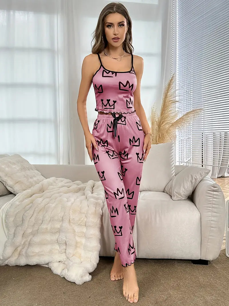 Crown Pattern Pajama Set