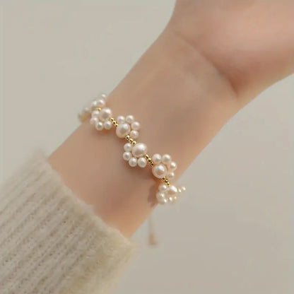 1pc Elegant White Faux Pearls Beads Braclet