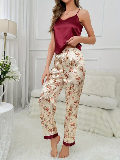 Flower Print Top & Pajama Pants