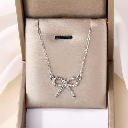 1pc Elegant Style Bow Pendant Necklace