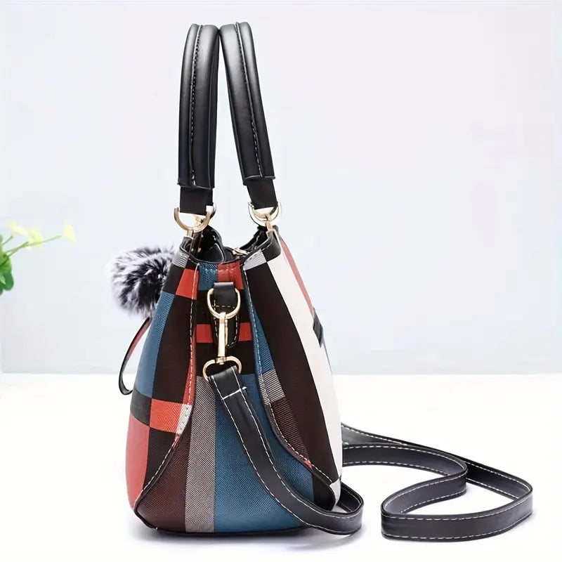 Elegant Grid Patterned Tote Bag