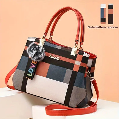 Elegant Grid Patterned Tote Bag