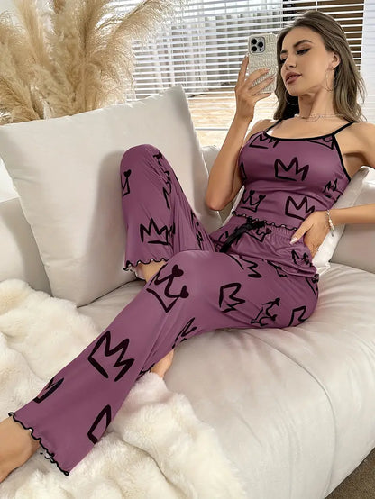 Crown Pattern Pajama Set