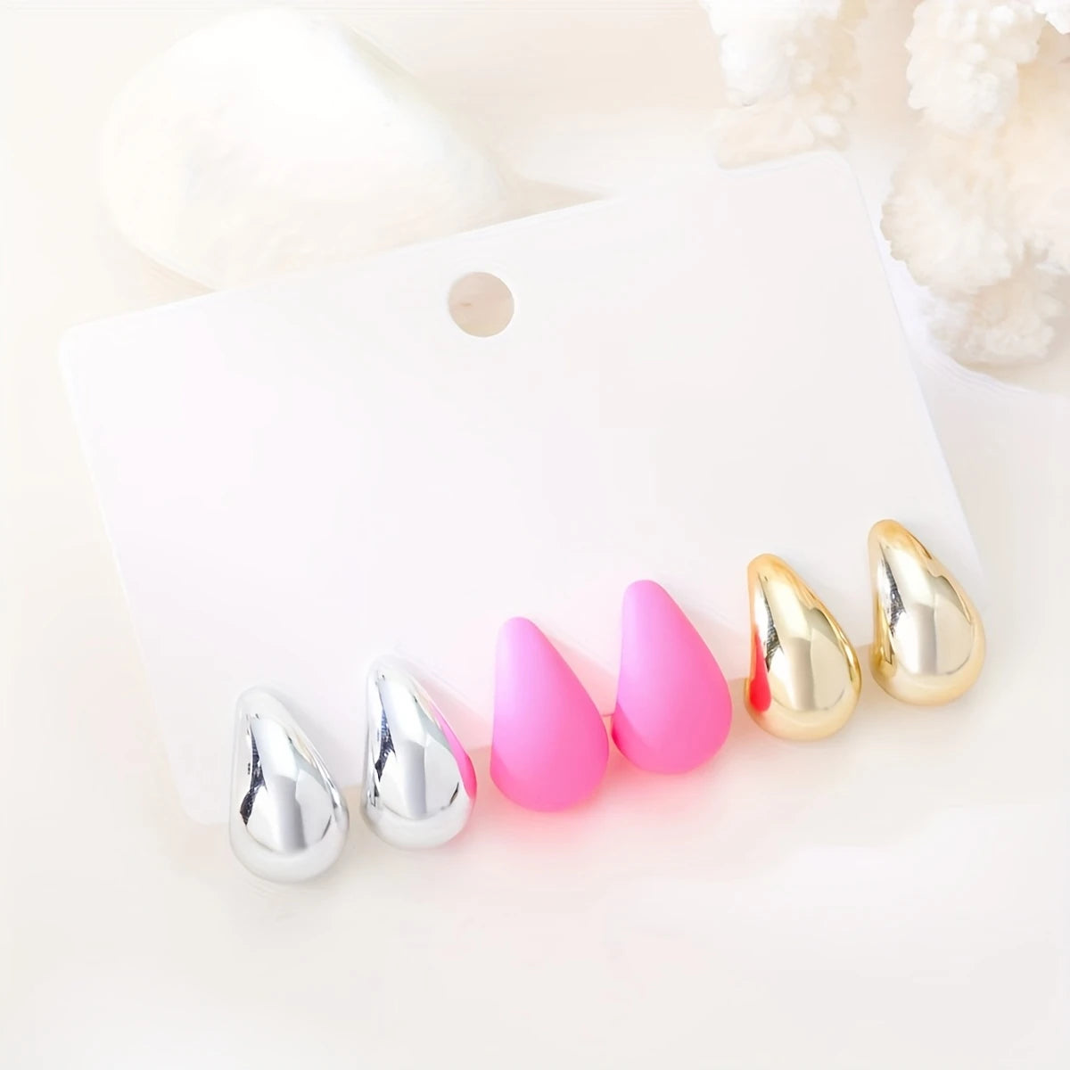 3 Pairs Water Drop Style Women's Earrings Set