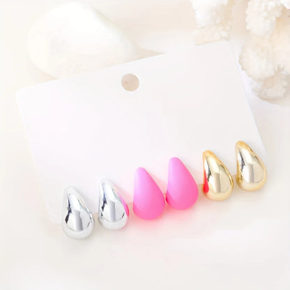 3 Pairs Water Drop Style Women's Earrings Set