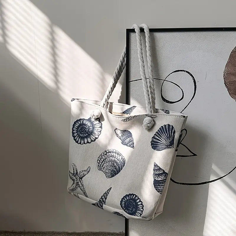 Shell Pattern Canvas Tote Bag