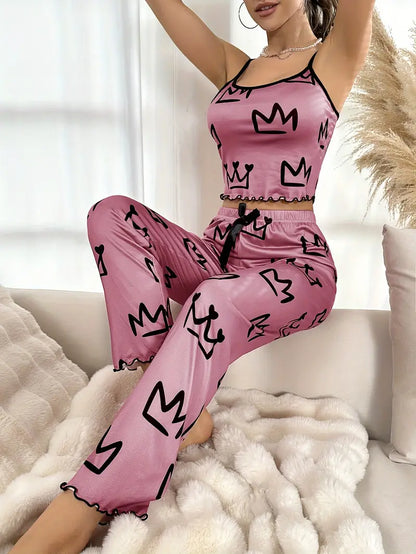 Crown Pattern Pajama Set