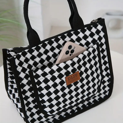 Fashionable Nylon Jacquard Checkered Bag