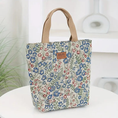 Chic Floral Nylon Tote Bag with Zipper