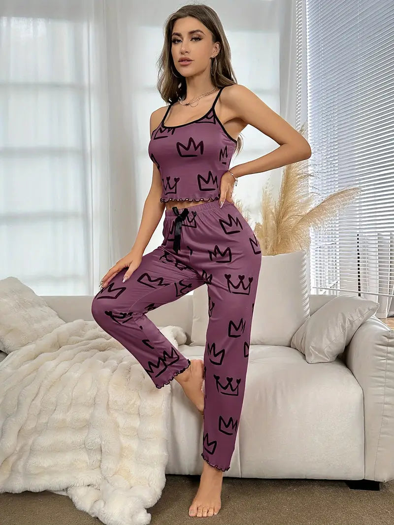 Crown Pattern Pajama Set