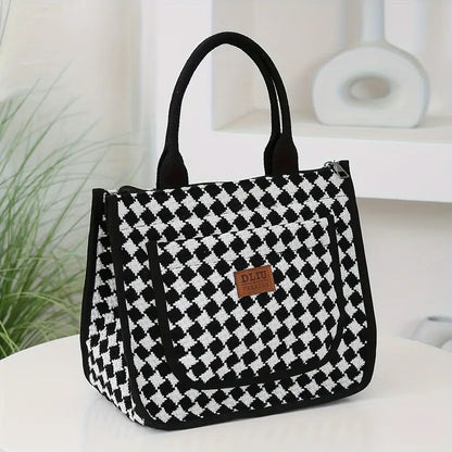 Fashionable Nylon Jacquard Checkered Bag