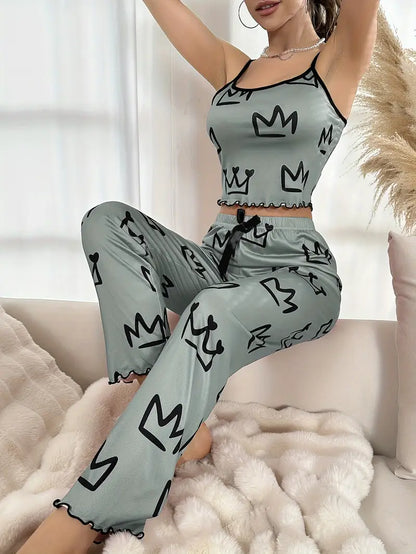 Crown Pattern Pajama Set