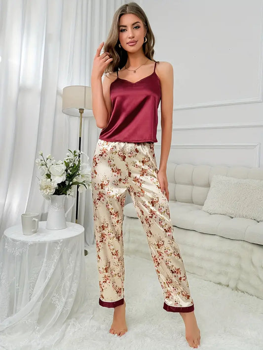 Flower Print Top & Pajama Pants