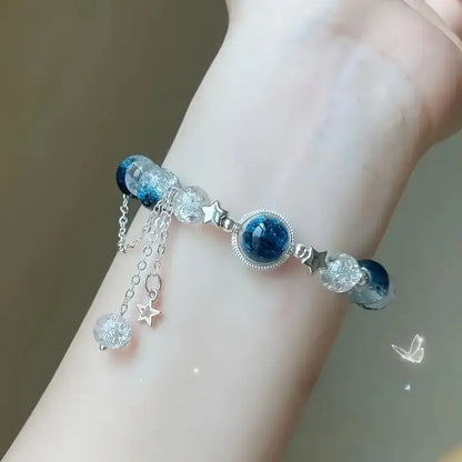 Handcrafted Glass Bead Bracelet with Sparkling Star Charm