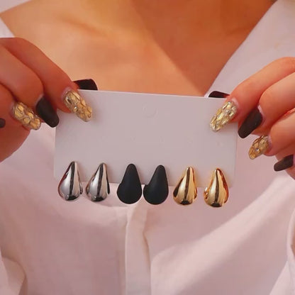 3 Pairs Water Drop Style Women's Earrings Set