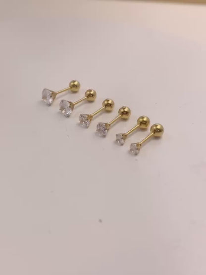 Twisted Ball Zirconia Earrings